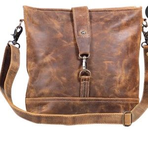 Myra Bag Distressed Brown Leather Crossbody Bag